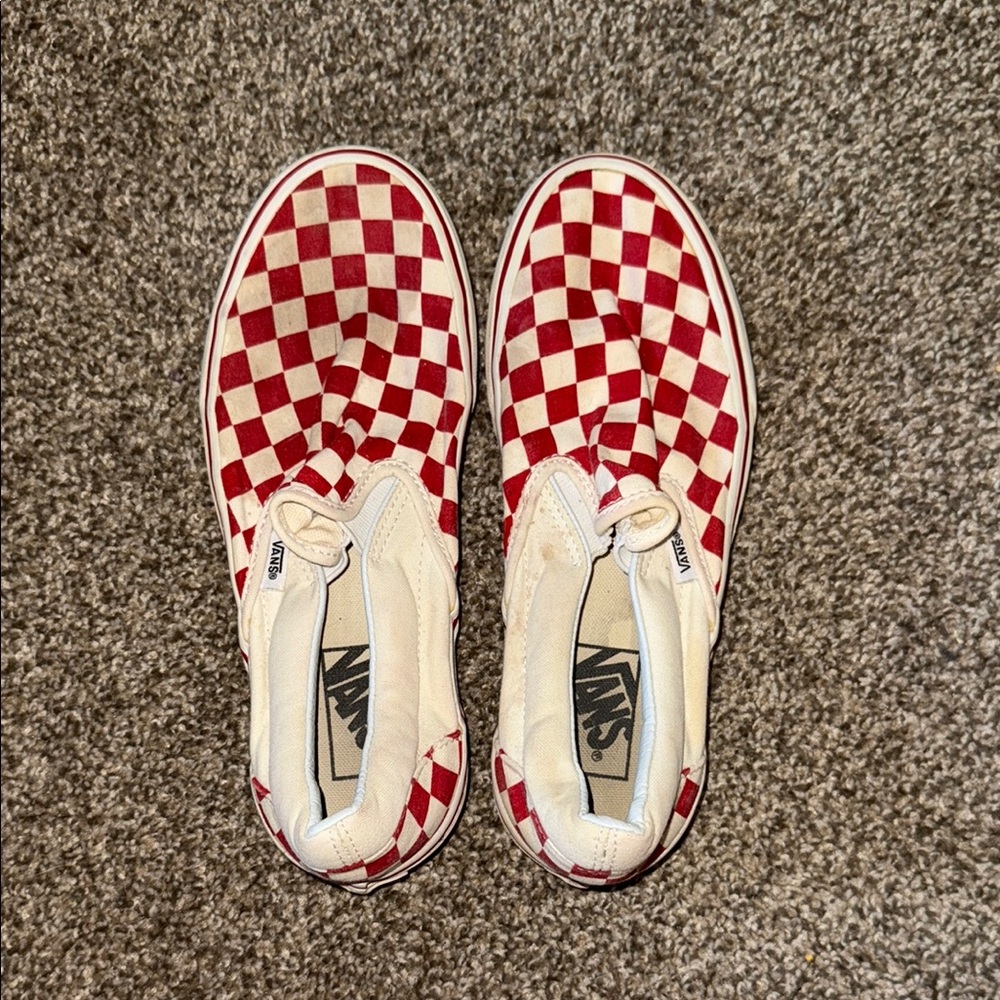 Vans Kids Red Checkered Slip-On Shoes